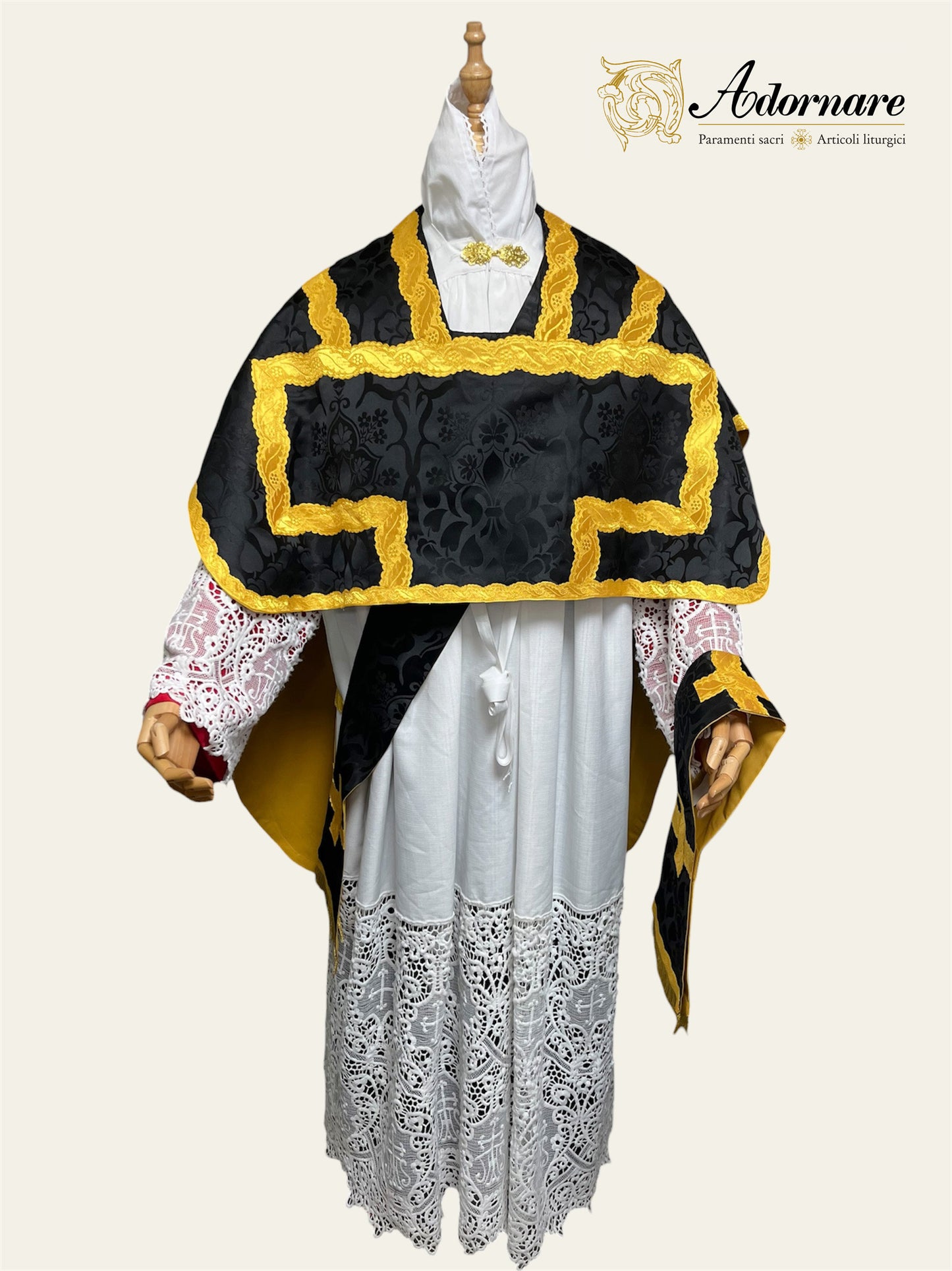 Damask Folded chasubles & broad stole Solemn Mass Set in St Philip Neri Style /Pianete Plicate e Stolone San Filippo Damasco