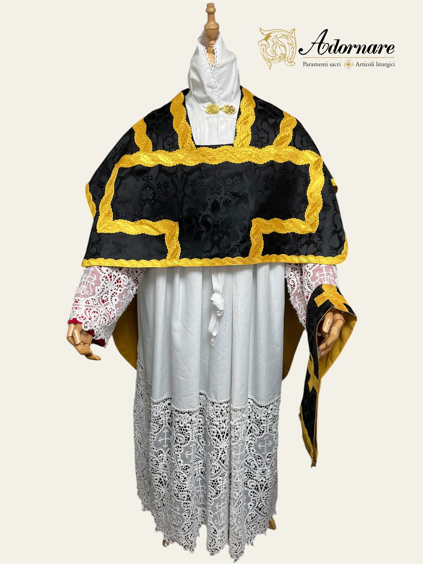 Damask Folded chasubles & broad stole Solemn Mass Set in St Philip Neri Style /Pianete Plicate e Stolone San Filippo Damasco