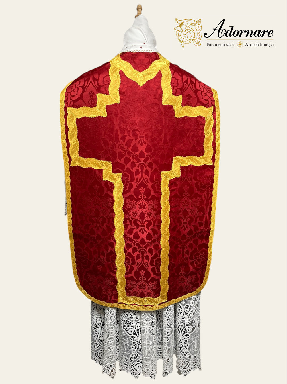 Damask French-cut Roman Chasuble Low Mass Set / Pianeta Francese Damasco