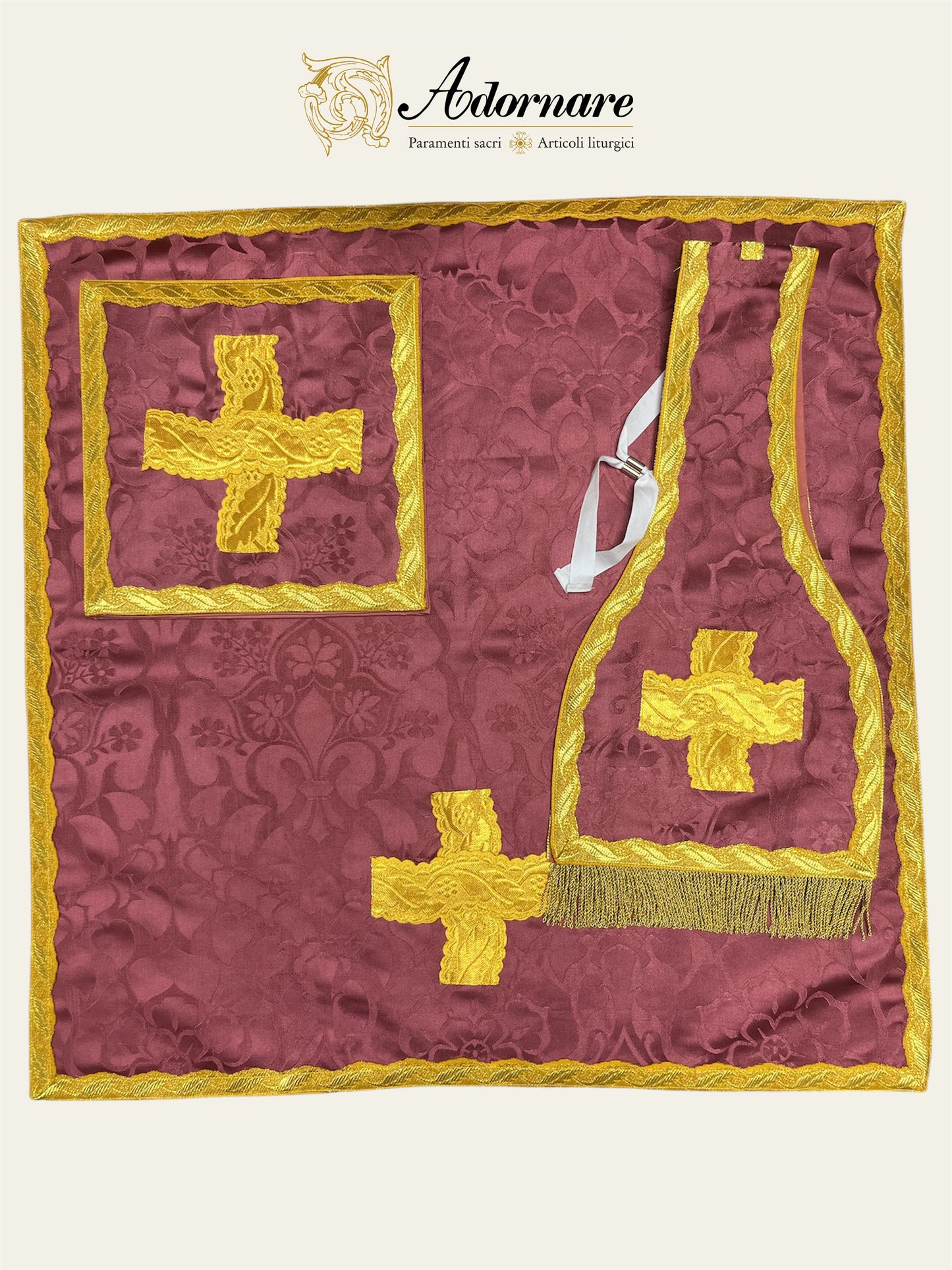 French Solemn Mass Set with hand and machine-embroidered IHS and floral motifs