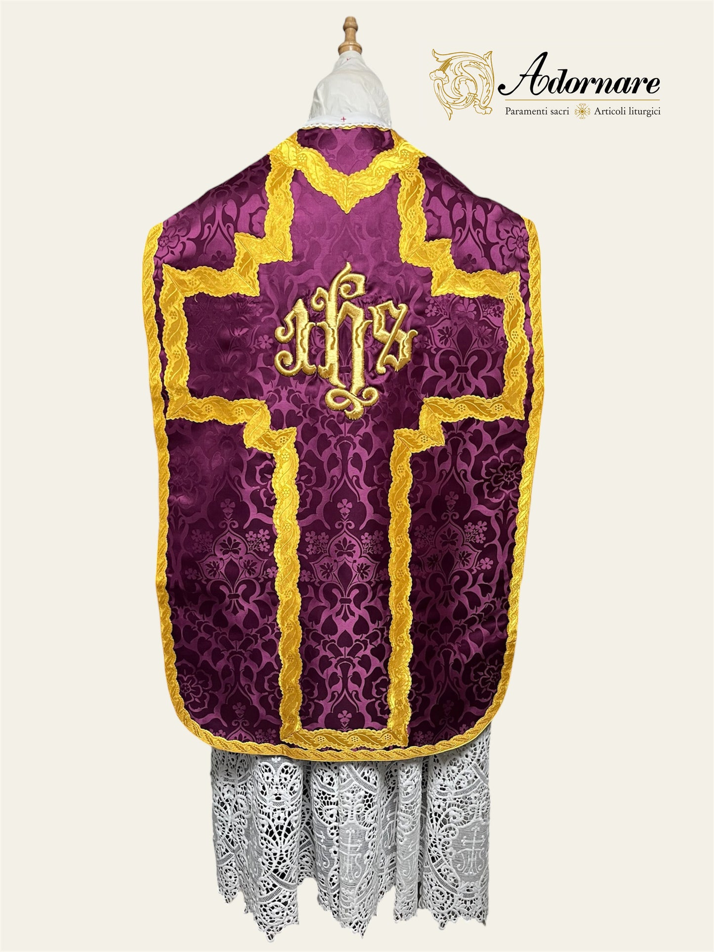 Damask Folded chasubles & broad stole Solemn Mass Set in French Style /Pianete Plicate e Stolone Francese Damasco