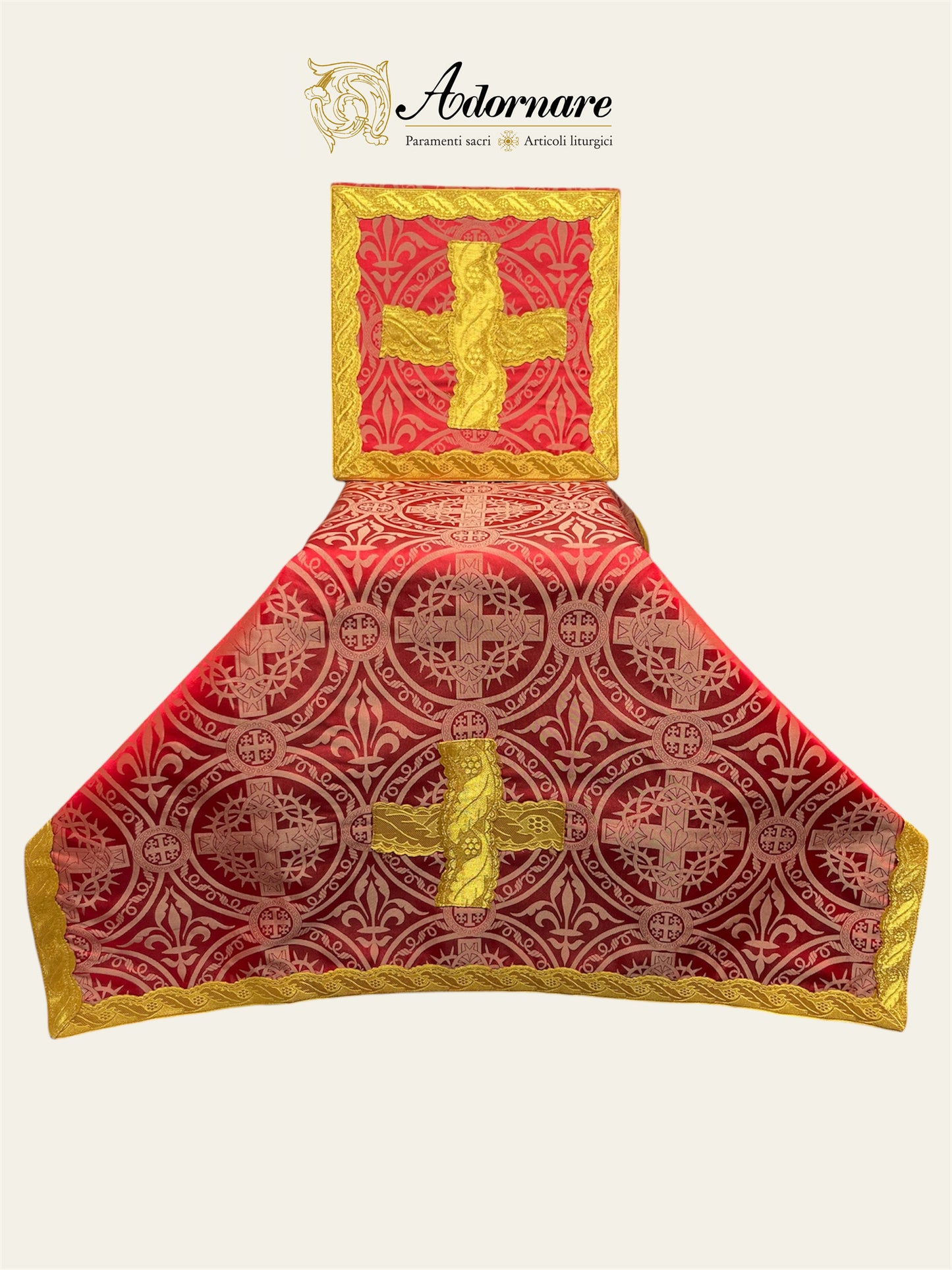 Ornate "Crowns & Lilies" Machine and hand-embroidered French-cut Roman Chasuble Low Mass Set / Pianeta Francese Ricamato Ornato