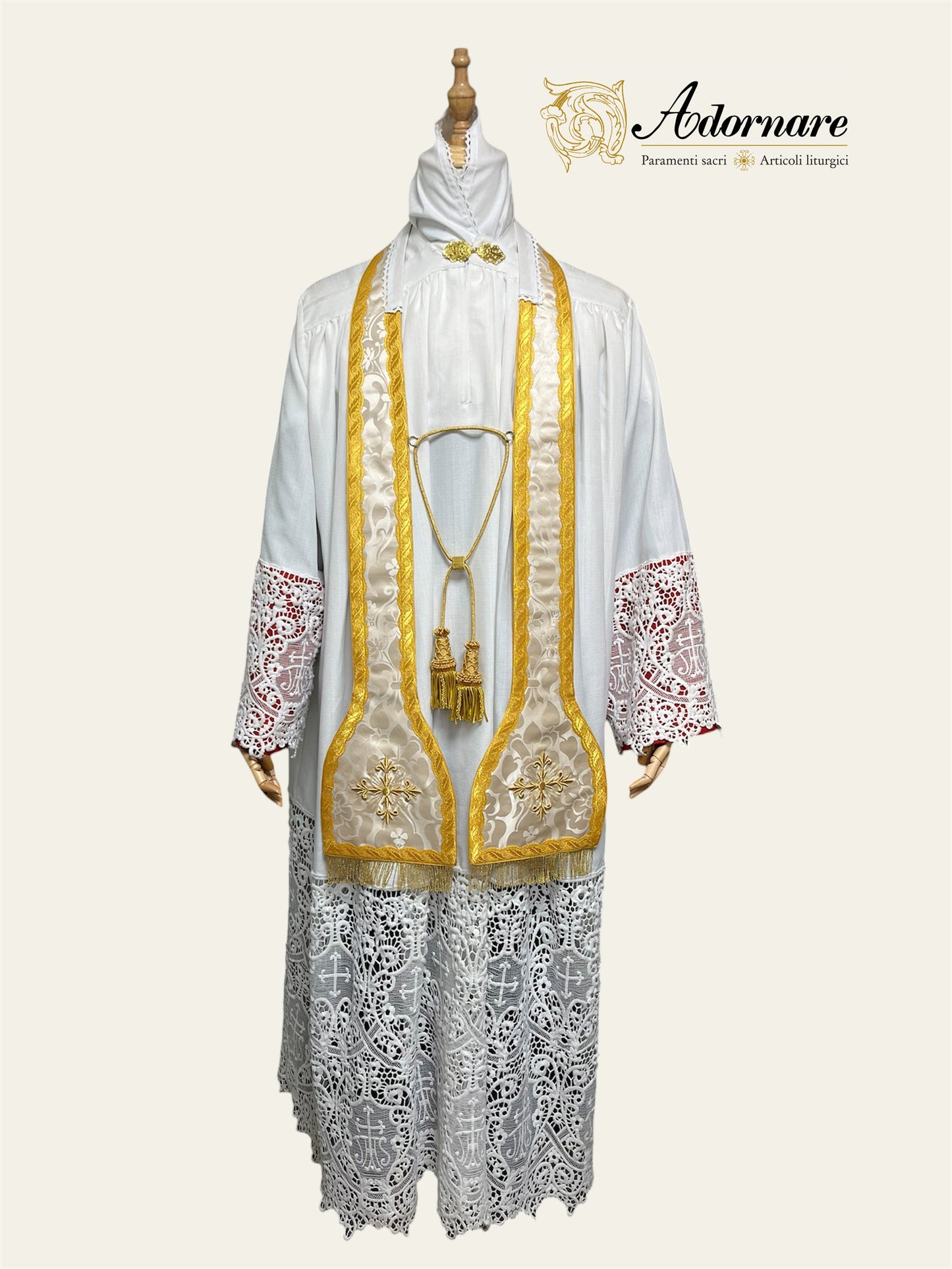 French Roman Sacramental Stole with embroidered crosses, reversible