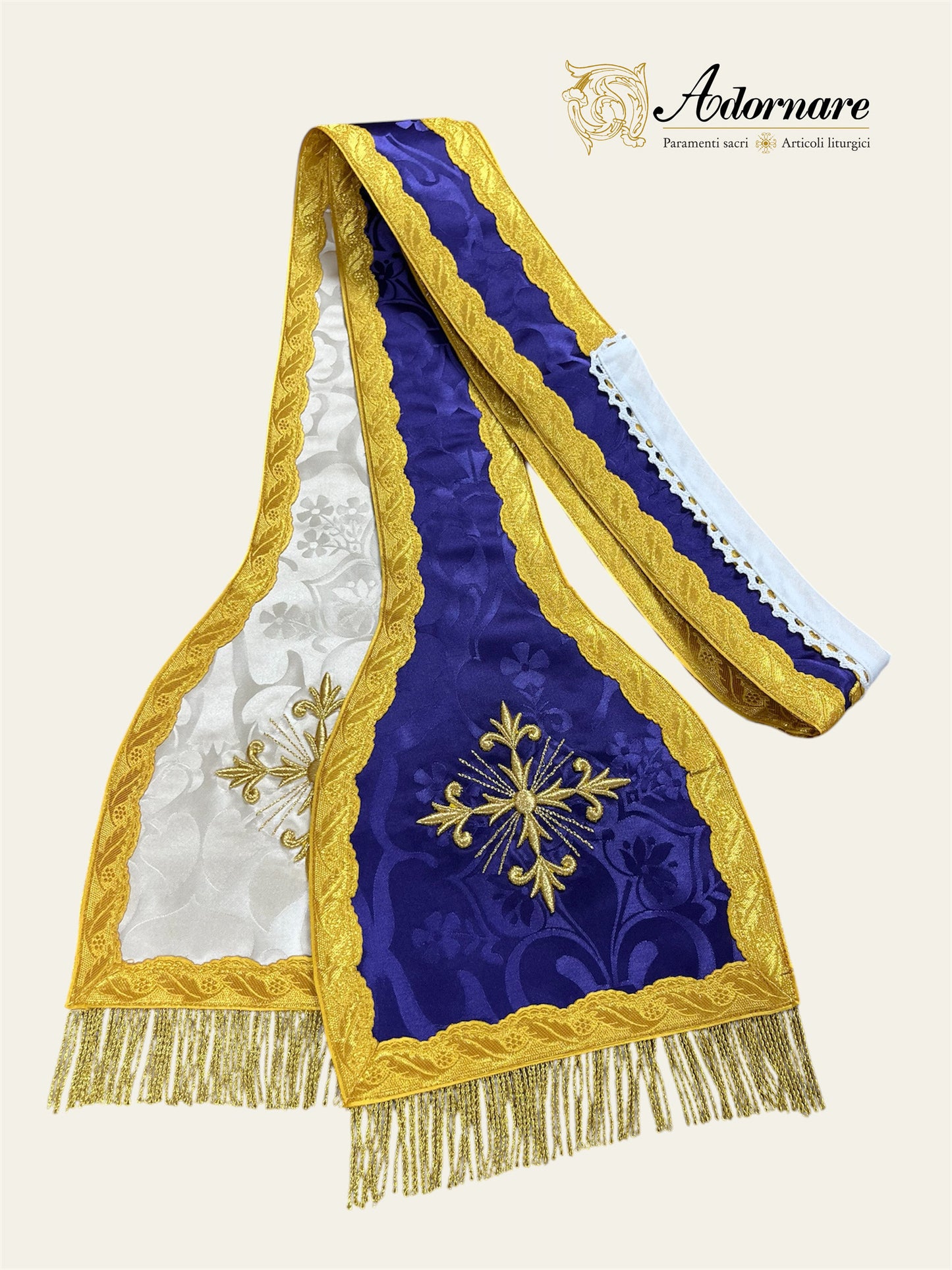 French Roman Sacramental Stole with embroidered crosses, reversible