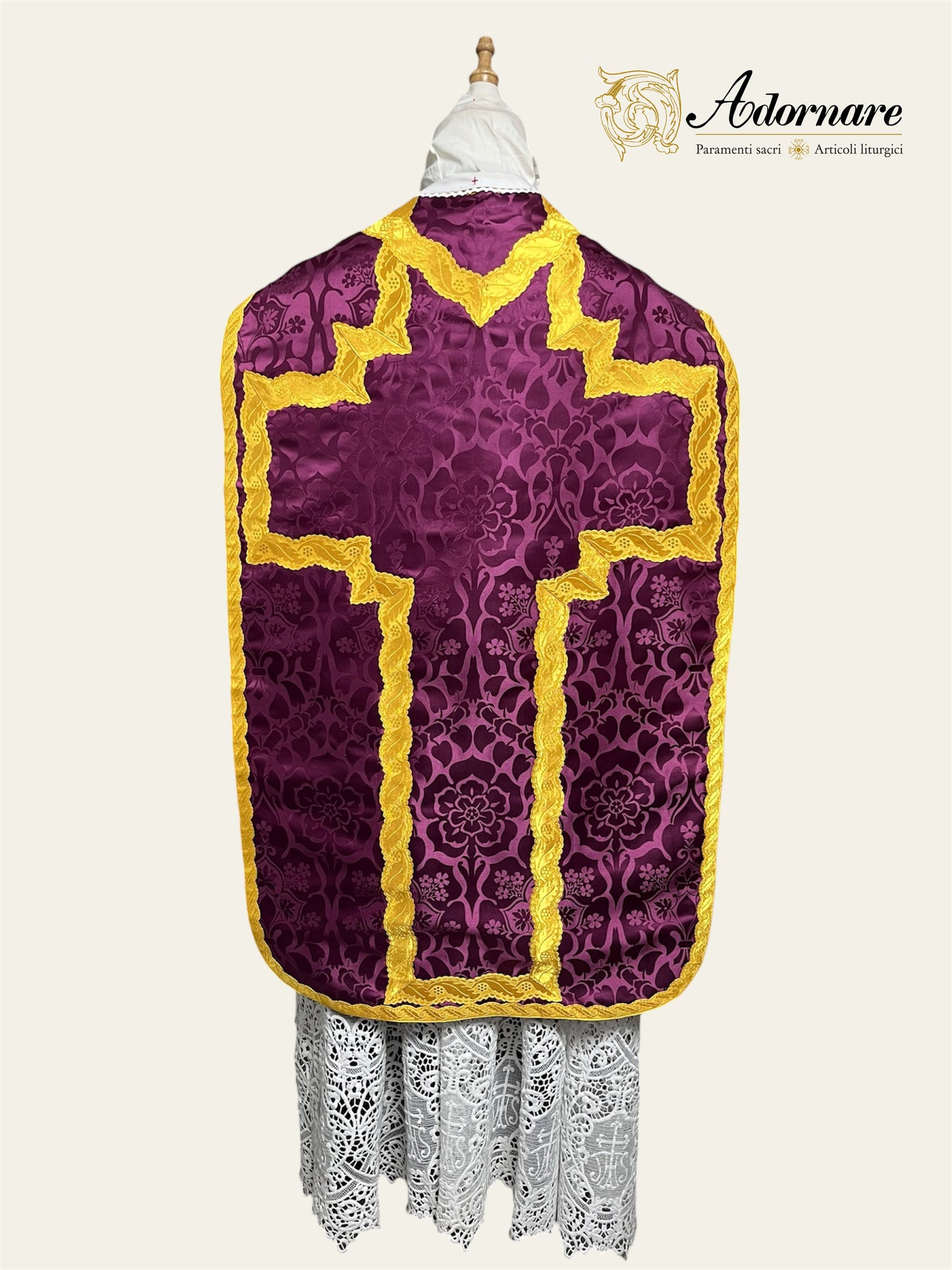 Damask Folded chasubles & broad stole Solemn Mass Set in French Style /Pianete Plicate e Stolone Francese Damasco