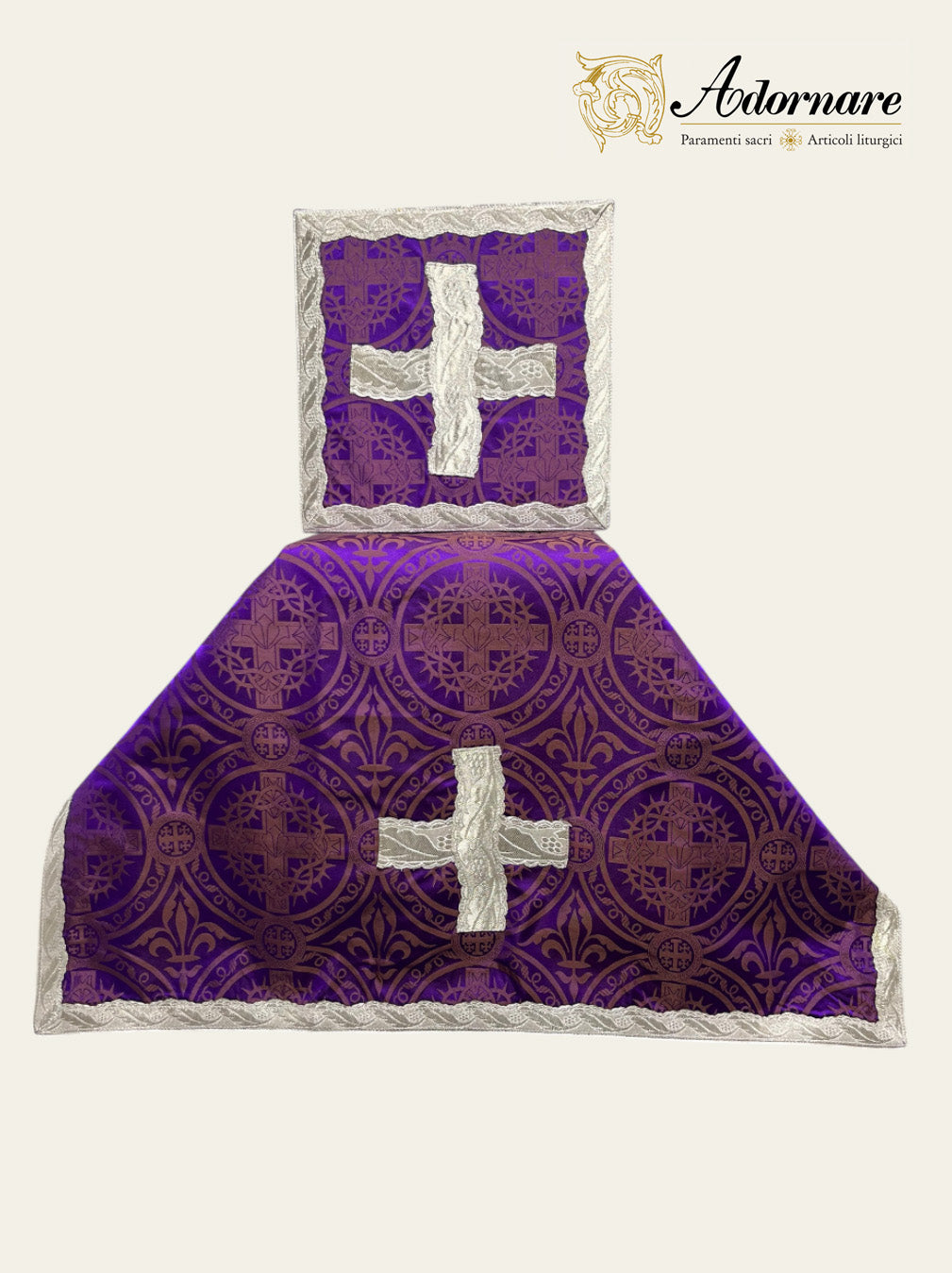 Passion Brocade French-cut Roman Chasuble Low Mass Set / Pianeta Francese in broccato di passione