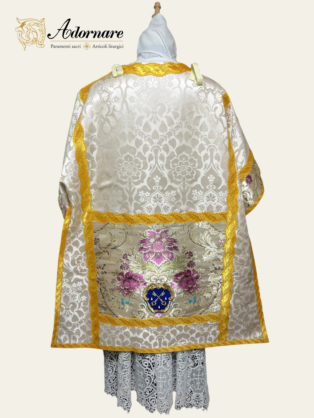 Custom vestments with embroidered FSSP emblem - Other custom emblems and stemma/coat of arms can also be realised