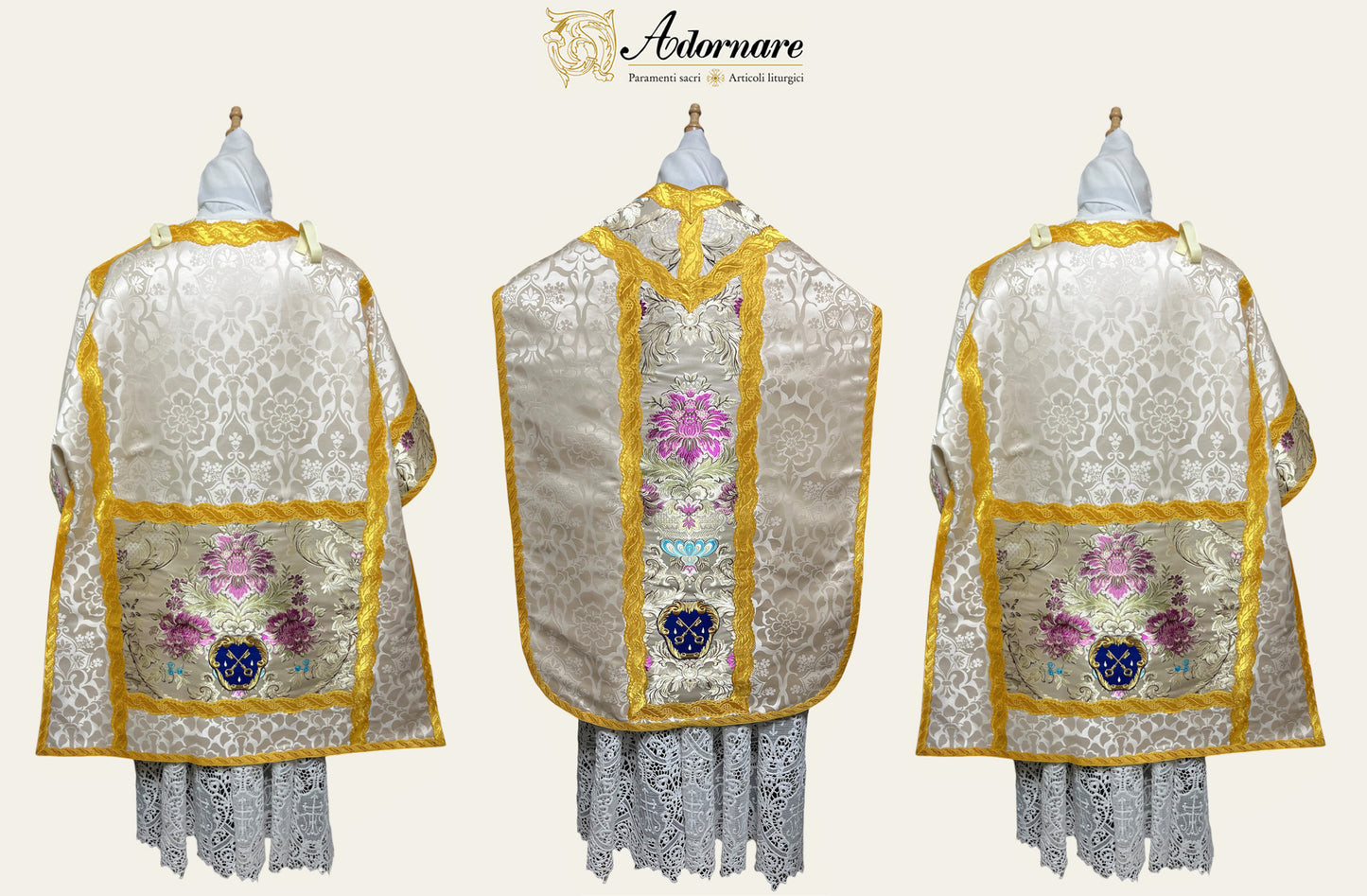 Custom vestments with embroidered FSSP emblem - Other custom emblems and stemma/coat of arms can also be realised