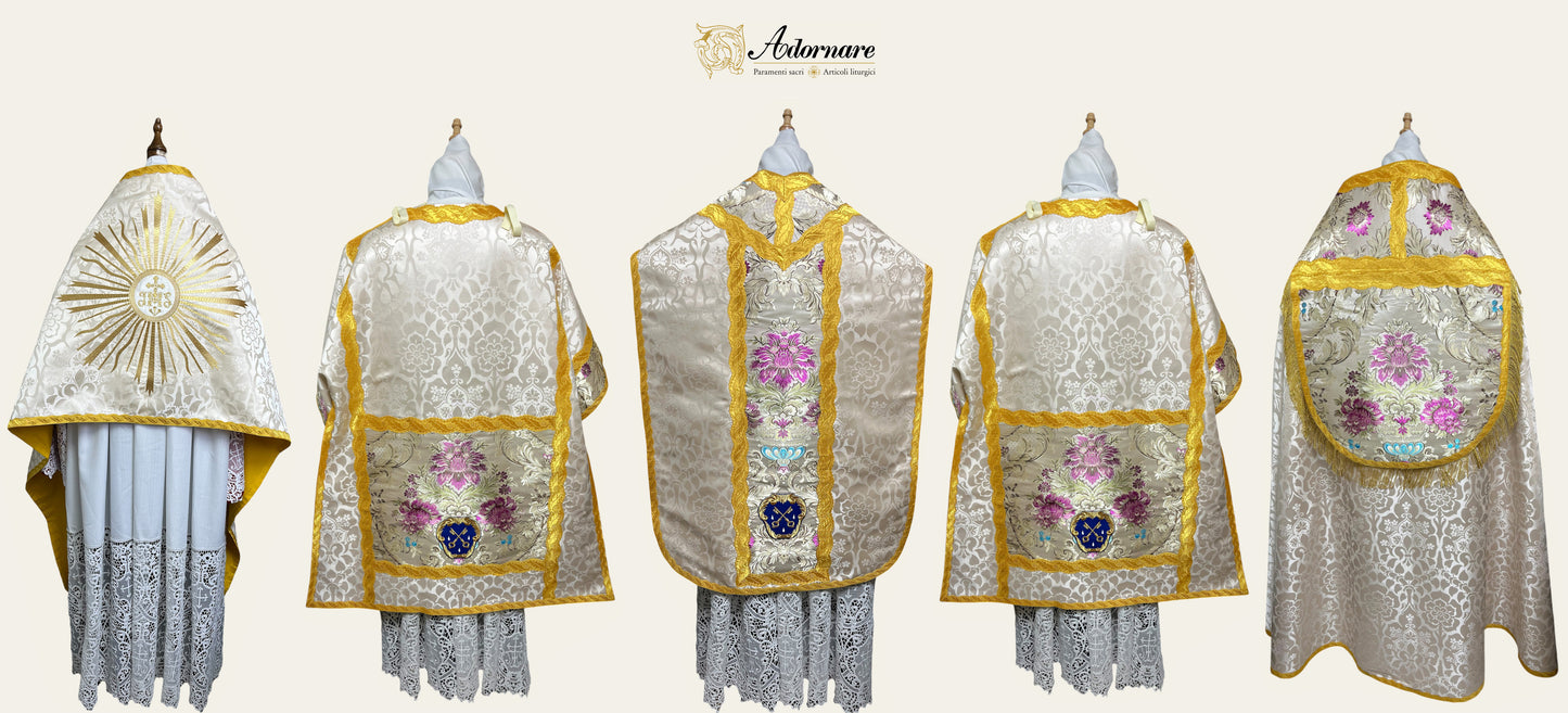 Custom vestments with embroidered FSSP emblem - Other custom emblems and stemma/coat of arms can also be realised