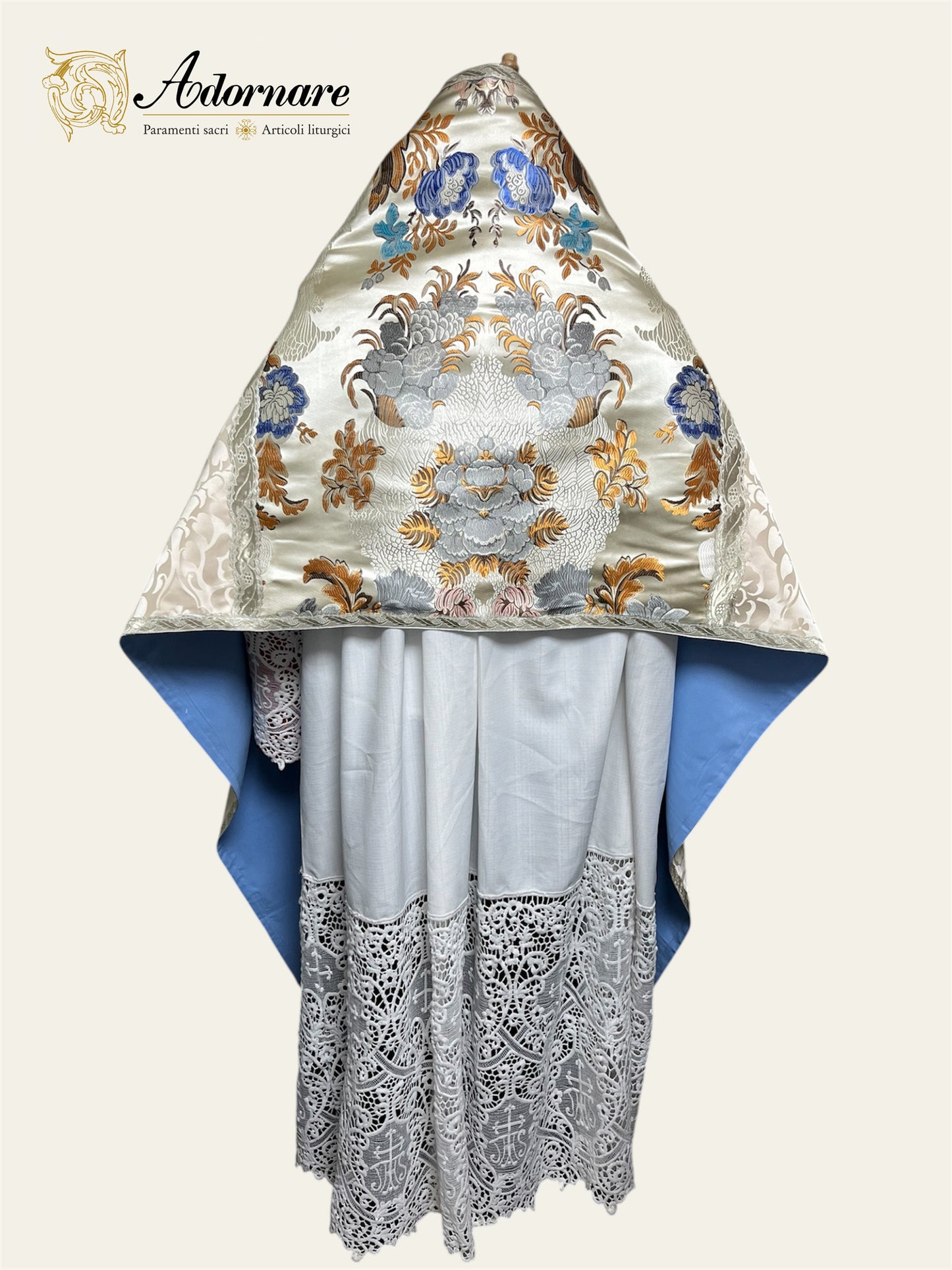 Damask Humeral veil with floral brocade insert / Velo Omerale Damasco con inserti