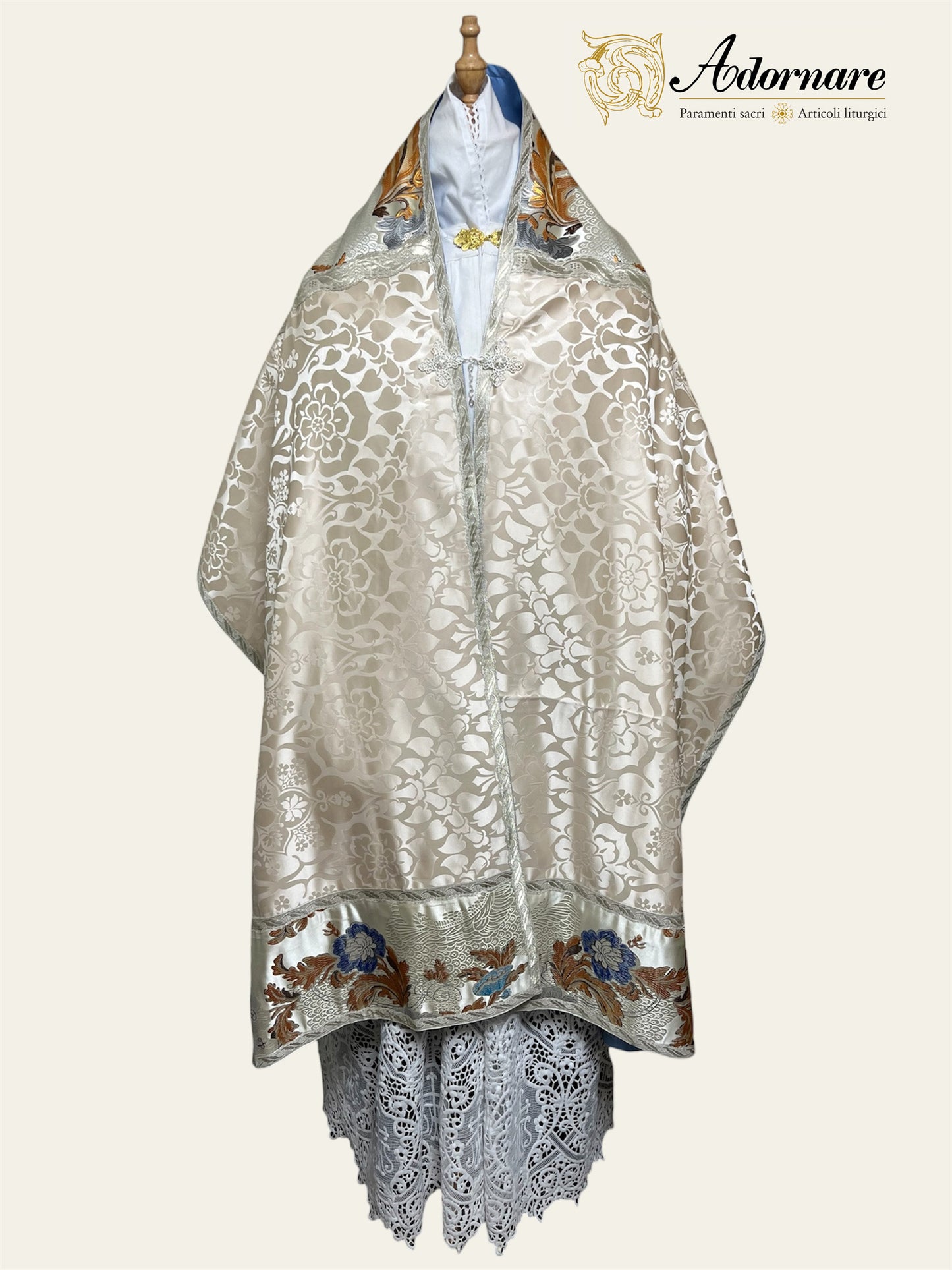 Damask Humeral veil with floral brocade insert / Velo Omerale Damasco con inserti