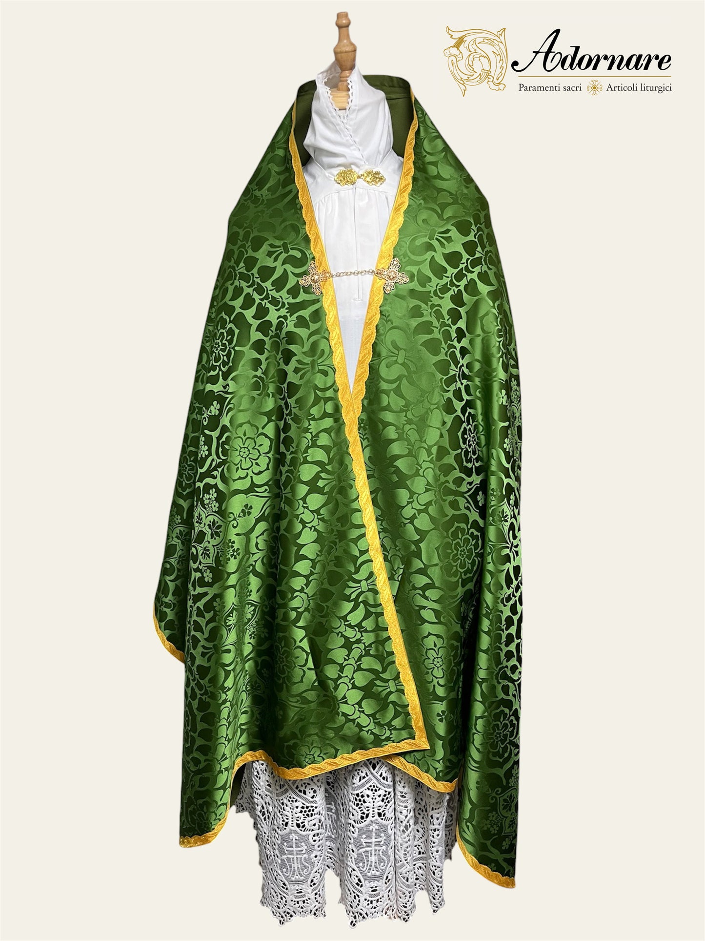 90 cm Traditional Roman Damask Humeral veil with sunburst IHS embroidery / Velo Omerale Damasco ricamato con simbolo IHS