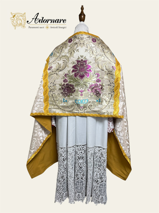 Damask Humeral veil with floral brocade insert / Velo Omerale Damasco con inserti