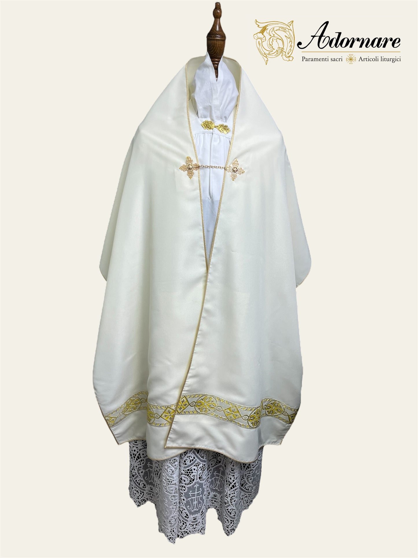 Humeral veil with sunburst IHS embroidery / Velo omerale ricamato con simbolo IHS