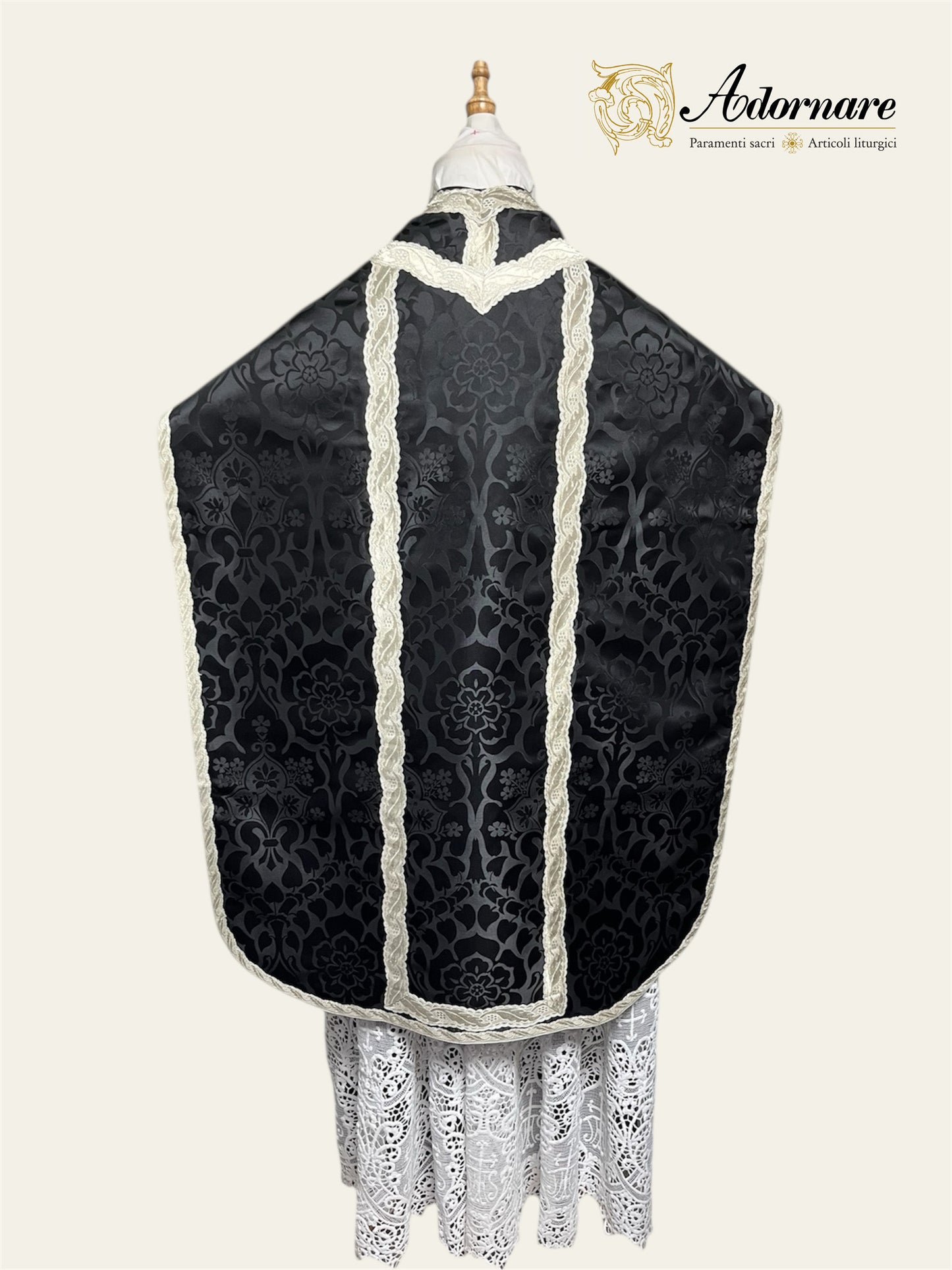 Damask Roman Chasuble with silver wavy gallons - Low Mass Set / Pianete Romane Damasco con gallone argento
