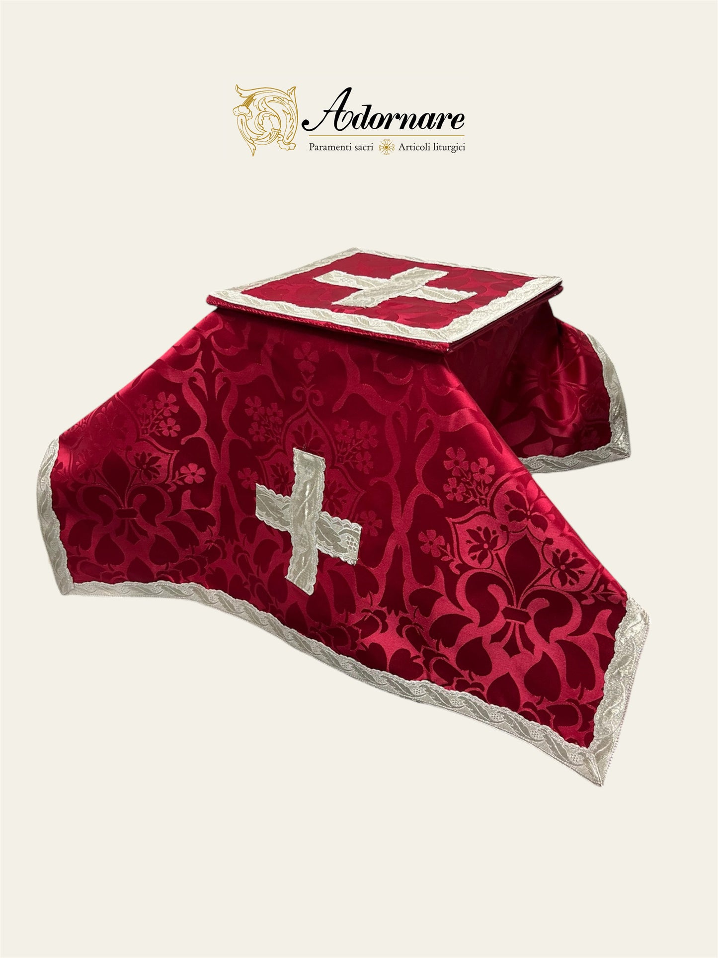 Damask Roman Chasuble with silver wavy gallons - Low Mass Set / Pianete Romane Damasco con gallone argento