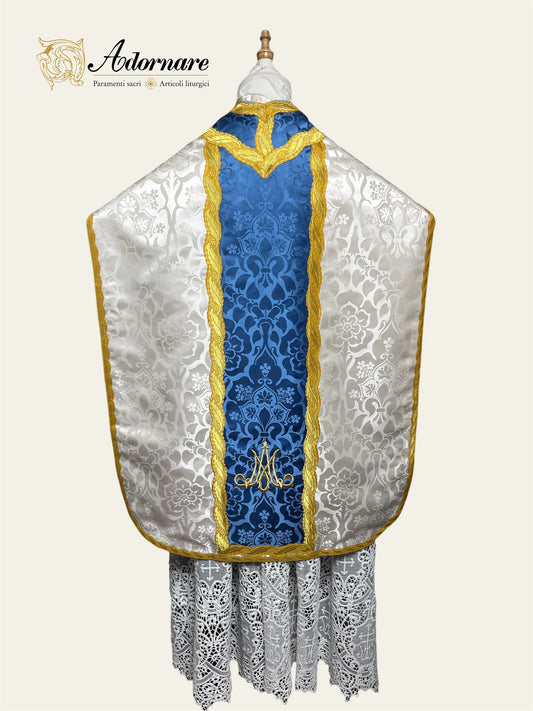 "Marian" Damask Roman Chasuble - Low Mass Set / Pianeta Romana Damasco "Mariana"