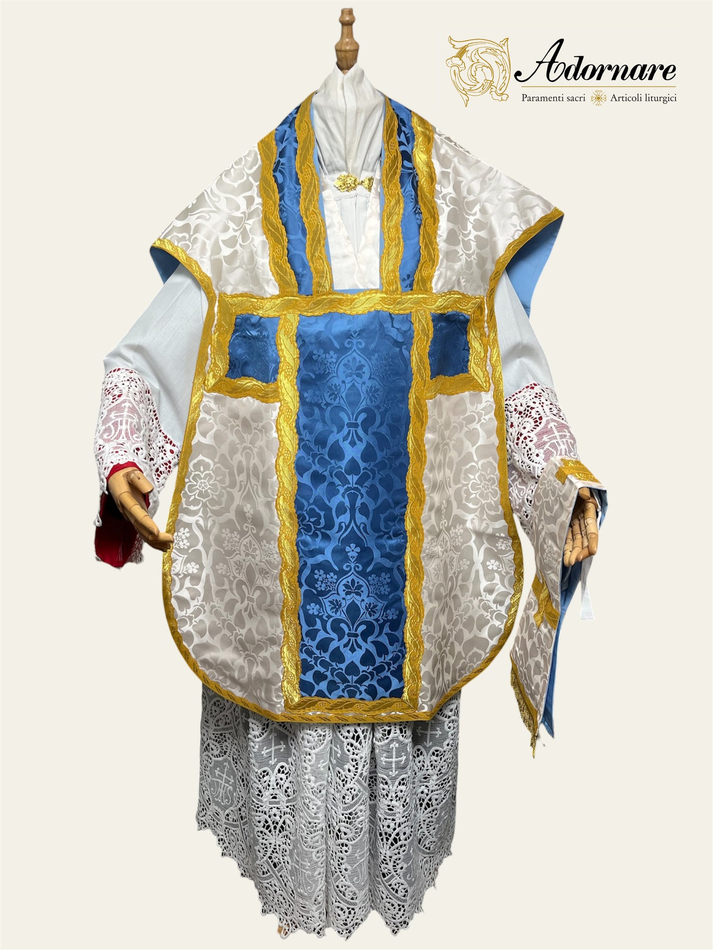 "Marian" Damask Roman Chasuble - Low Mass Set / Pianeta Romana Damasco "Mariana"