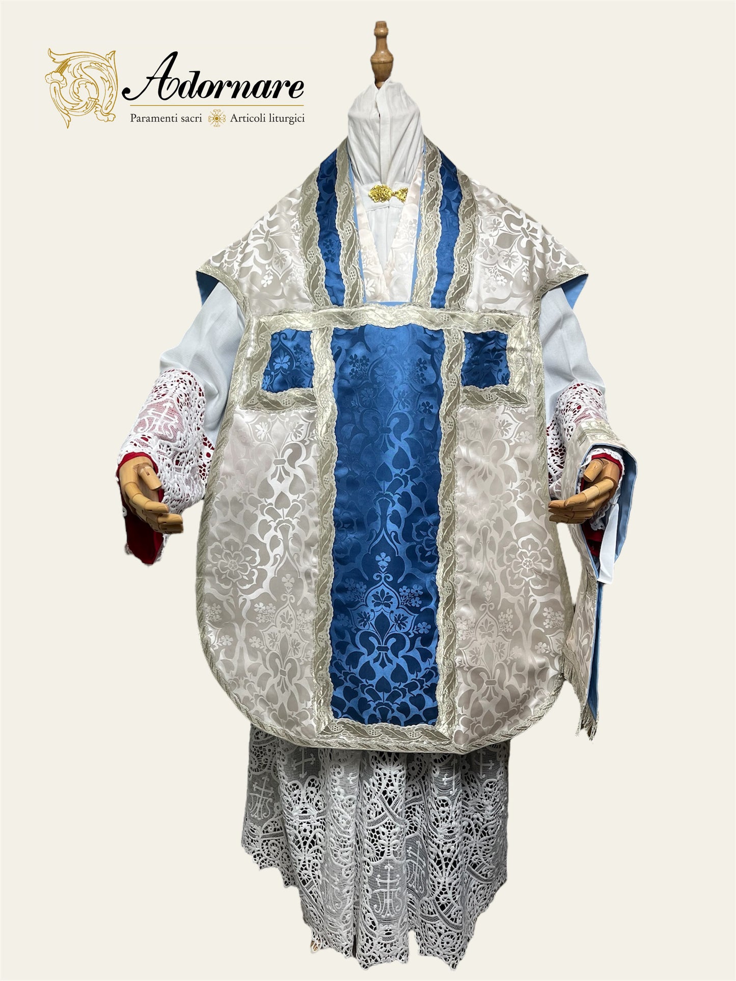 "Marian" Damask Roman Chasuble - Low Mass Set / Pianeta Romana Damasco "Mariana"