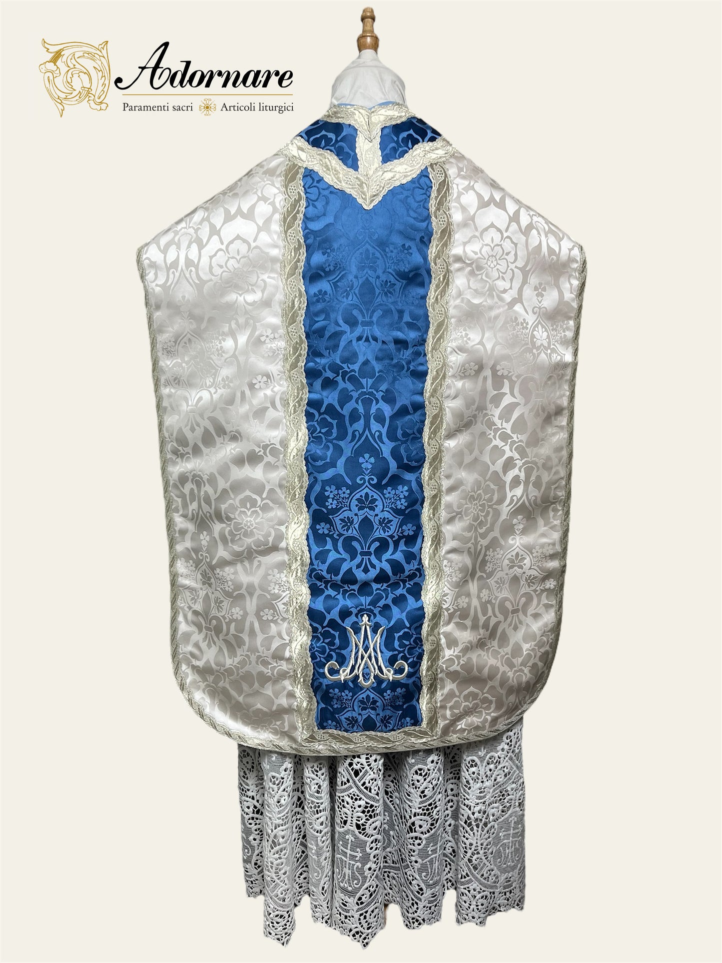 "Marian" Damask Roman Chasuble - Low Mass Set / Pianeta Romana Damasco "Mariana"