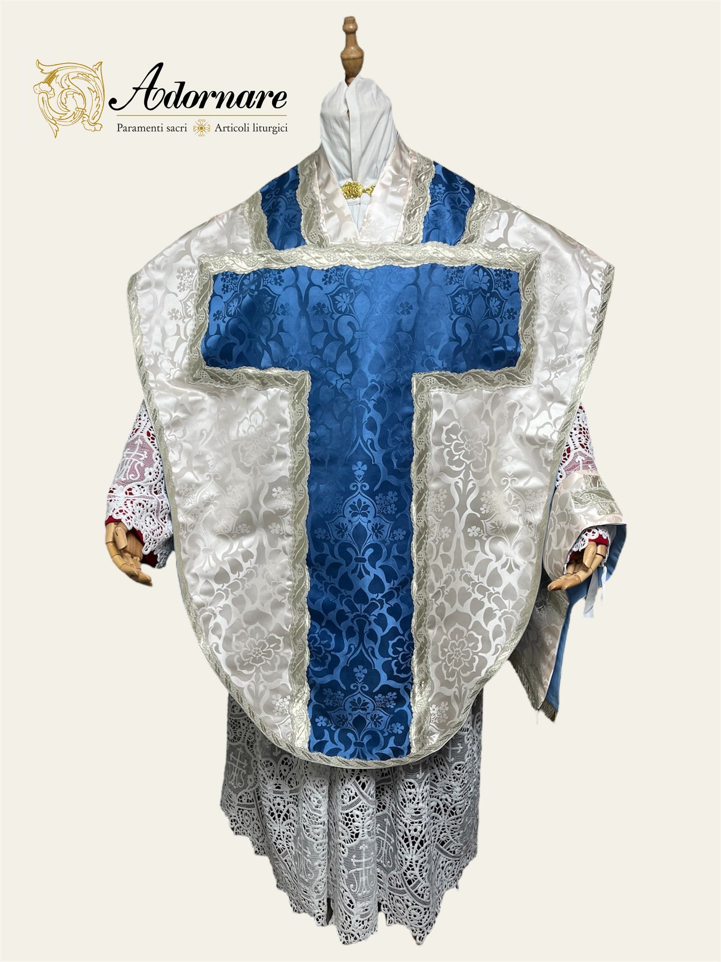 "Marian" Damask St Philip Neri Chasuble Low Mass Set / Pianeta San Filippo Mariana in Damasco