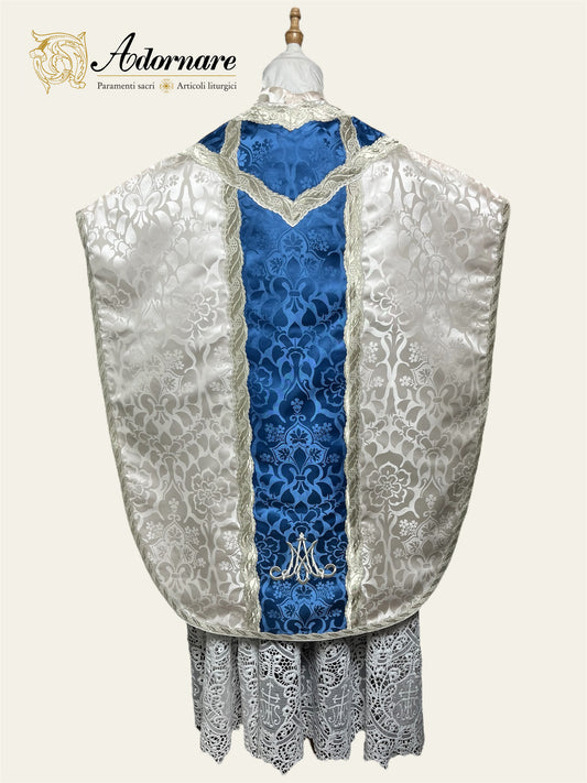 "Marian" Damask St Philip Neri Chasuble Low Mass Set / Pianeta San Filippo Mariana in Damasco