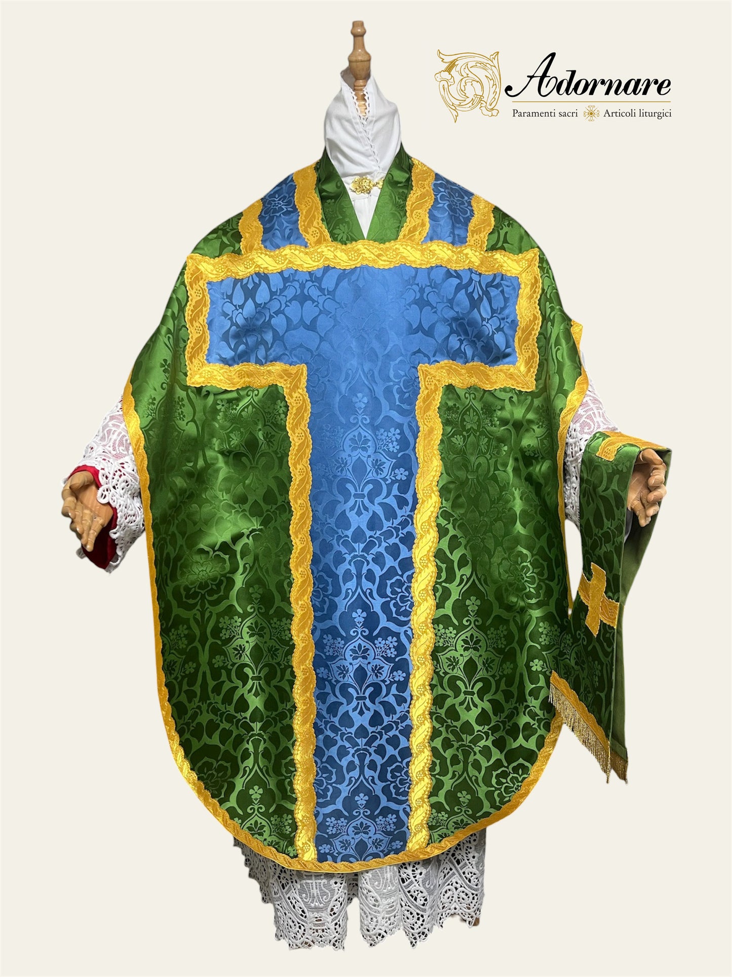Damask St Philip Neri Chasuble with damask insert panel - Low Mass Set / Pianeta San Filippo Damasco con inserti