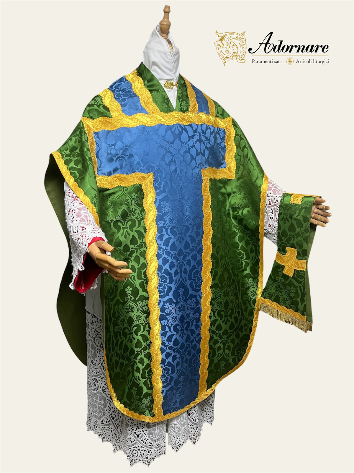 Damask St Philip Neri Chasuble with damask insert panel - Low Mass Set / Pianeta San Filippo Damasco con inserti