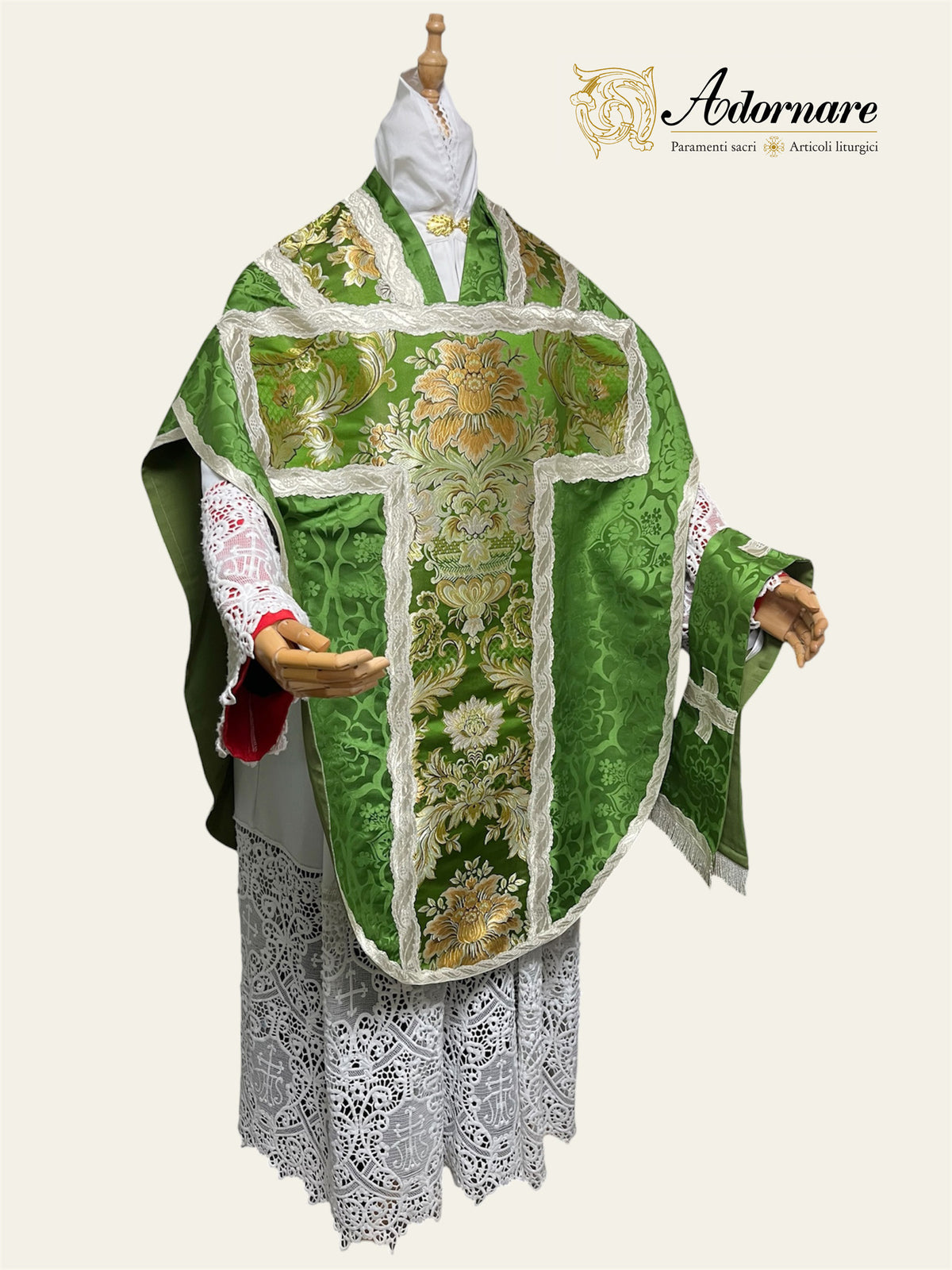 Damask St Philip Neri Chasuble with brocade panels - Low Mass Set / Pianete San Filippo Damasco con inserti in broccato