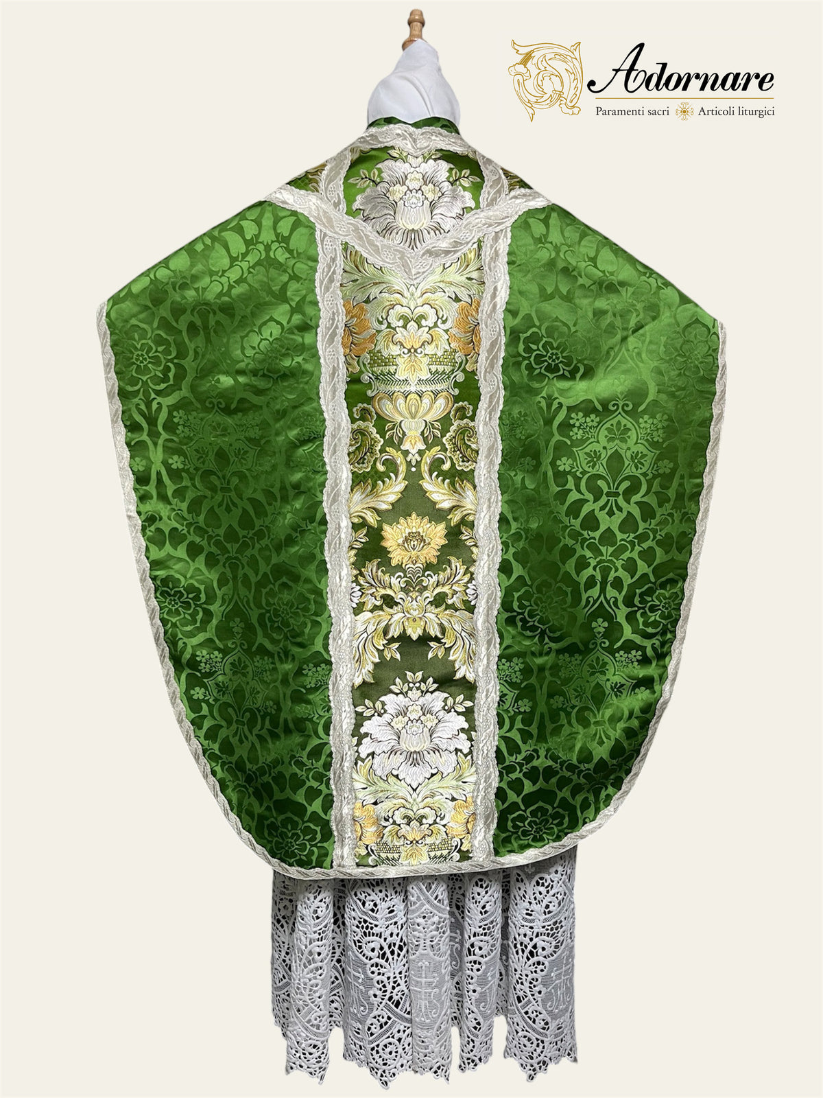 Damask St Philip Neri Chasuble with brocade panels - Low Mass Set / Pianete San Filippo Damasco con inserti in broccato
