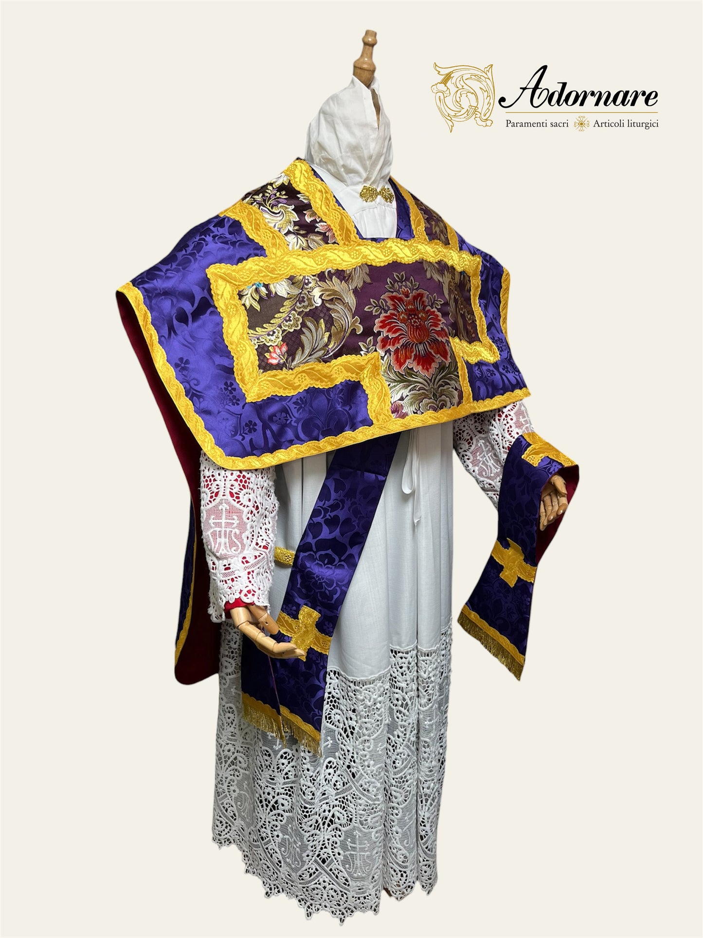 Folded chasubles & broad stole Solemn Mass Set in St Philip Neri cut/Pianete Plicate e Stolone San Filippo