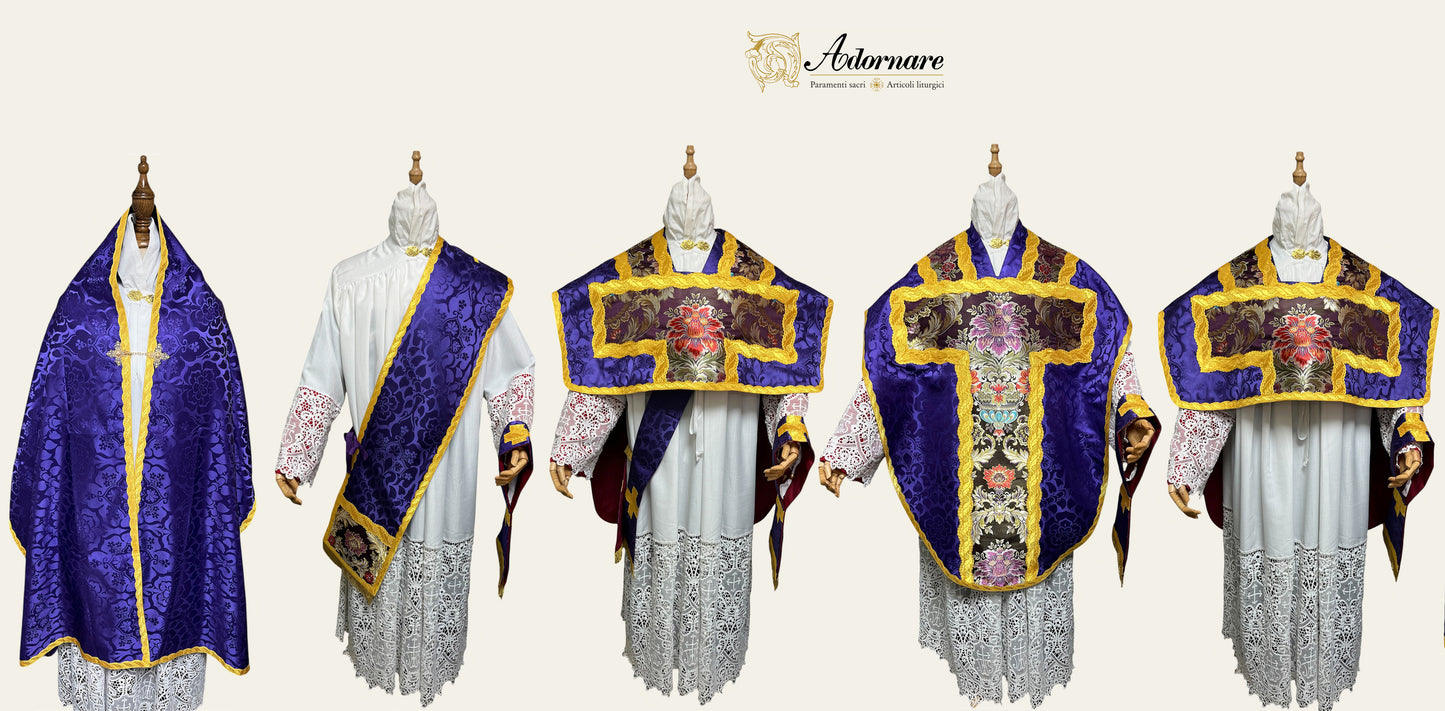 Folded chasubles & broad stole Solemn Mass Set in St Philip Neri cut/Pianete Plicate e Stolone San Filippo