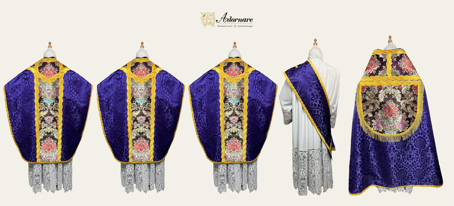 Folded chasubles & broad stole Solemn Mass Set in St Philip Neri cut/Pianete Plicate e Stolone San Filippo
