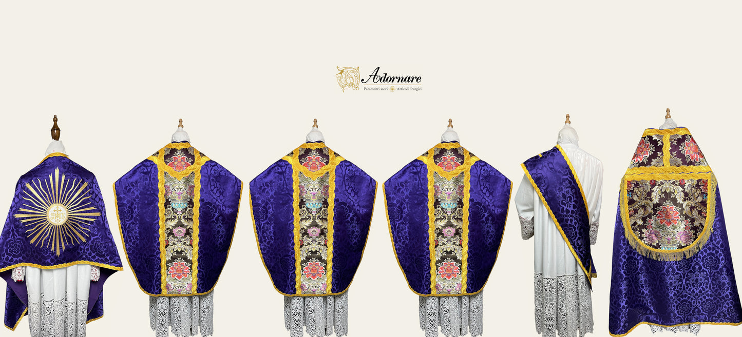 Folded chasubles & broad stole Solemn Mass Set in St Philip Neri cut/Pianete Plicate e Stolone San Filippo