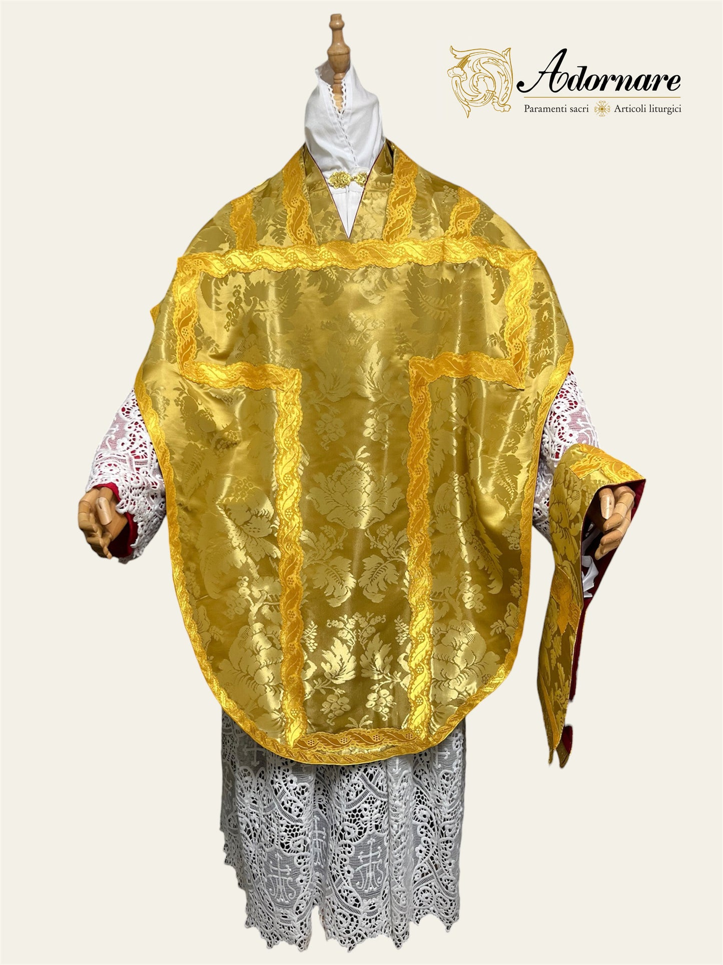 Exceptional Quality Italian Metallic Gold Silk Damask St Philip Neri Chasuble Low Mass Set / Pianeta San Filippo in Damasco Oro