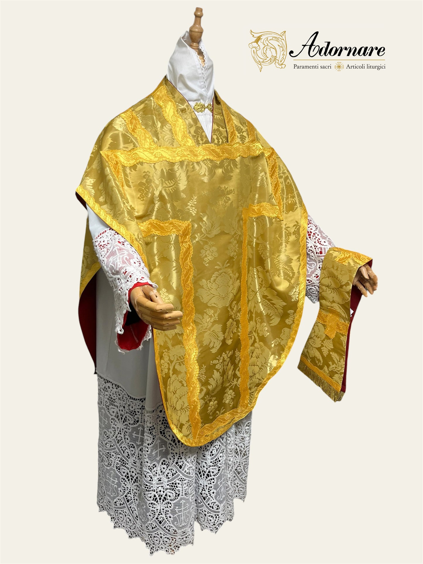 Exceptional Quality Italian Metallic Gold Silk Damask St Philip Neri Chasuble Low Mass Set / Pianeta San Filippo in Damasco Oro