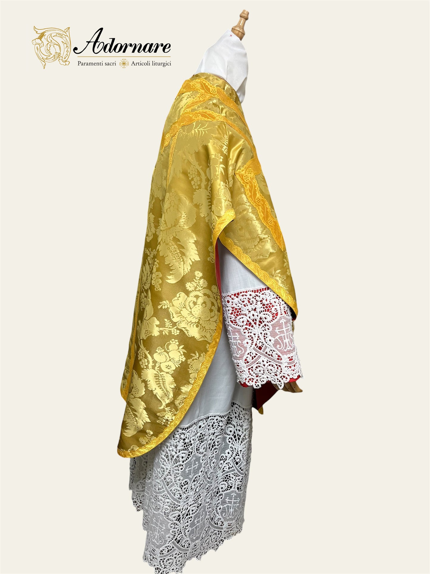 Exceptional Quality Italian Metallic Gold Silk Damask St Philip Neri Chasuble Low Mass Set / Pianeta San Filippo in Damasco Oro