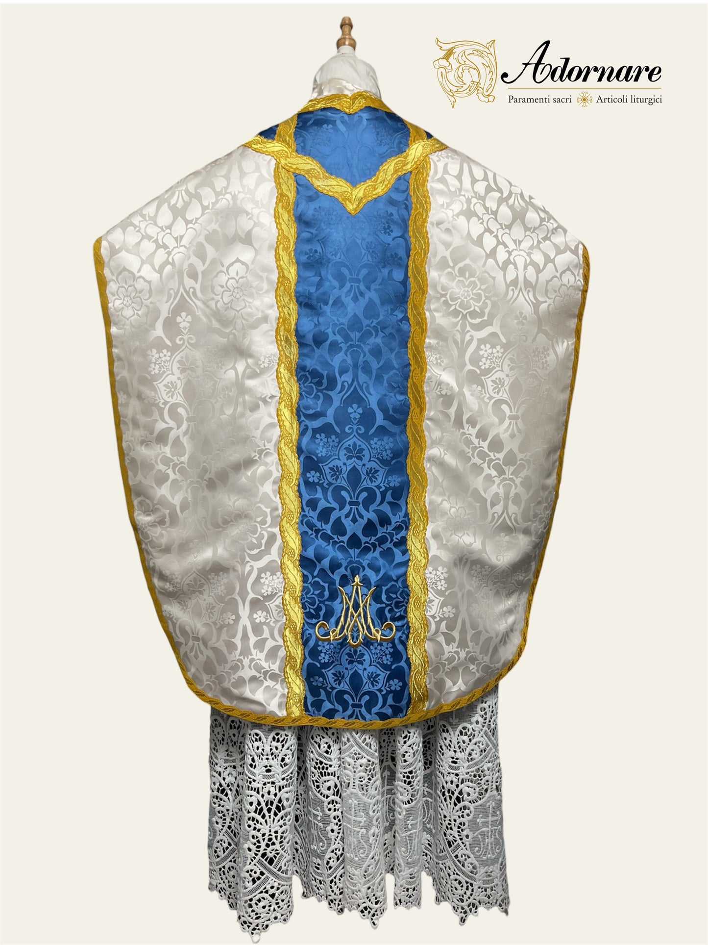 "Marian" Damask St Philip Neri Chasuble Low Mass Set / Pianeta San Filippo Mariana in Damasco