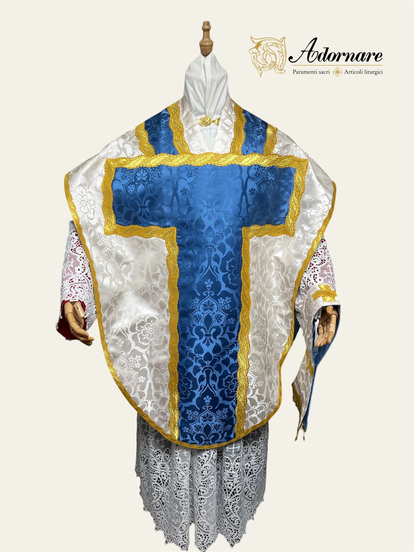 "Marian" Damask St Philip Neri Chasuble Low Mass Set / Pianeta San Filippo Mariana in Damasco