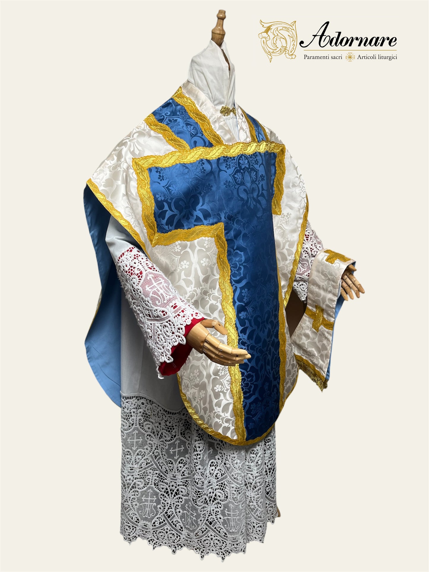 "Marian" Damask St Philip Neri Chasuble Low Mass Set / Pianeta San Filippo Mariana in Damasco