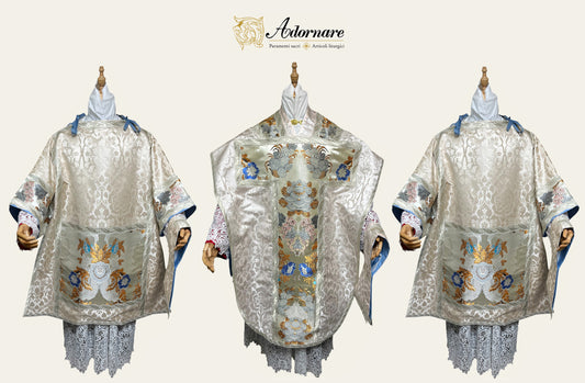 St Philip Neri Solemn Mass Set in damask with floral brocade panels