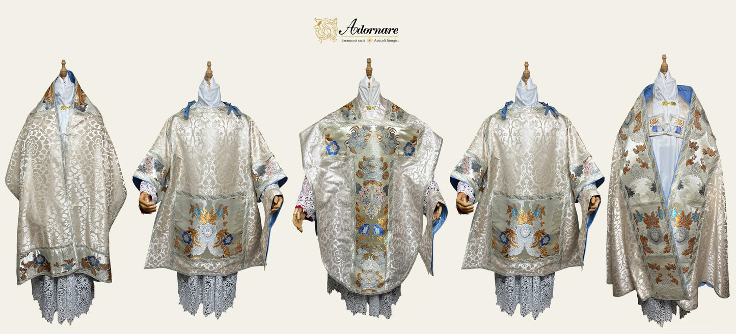 St Philip Neri Solemn Mass Set in damask with floral brocade panels
