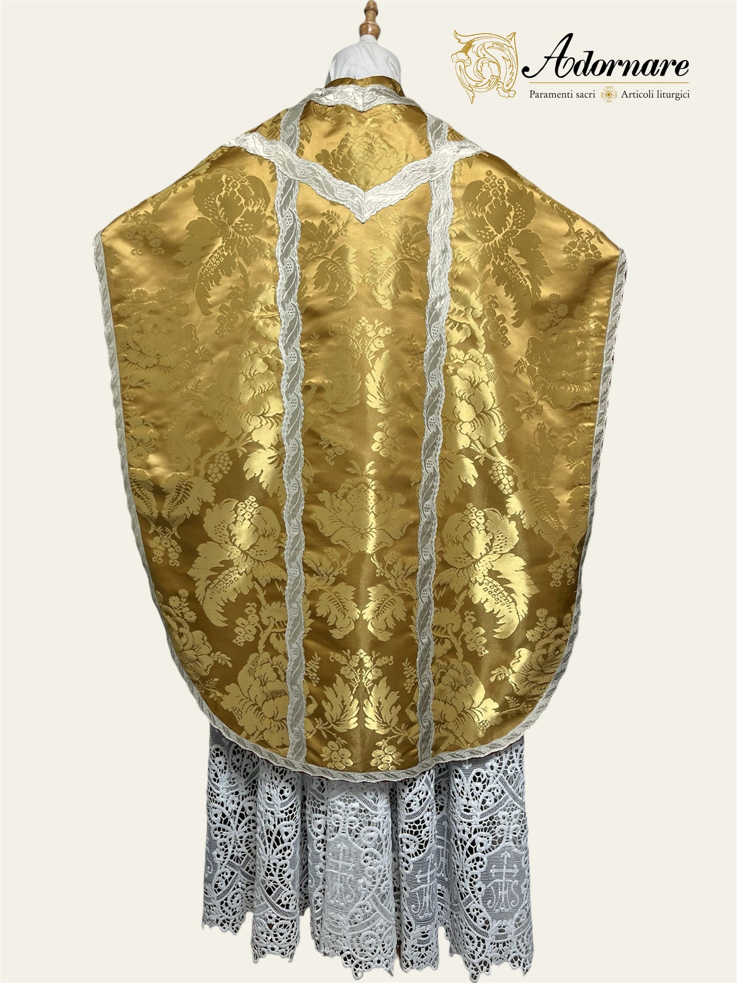 Exceptional Quality Italian Metallic Gold Silk Damask St Philip Neri Chasuble Low Mass Set / Pianeta San Filippo in Damasco Oro