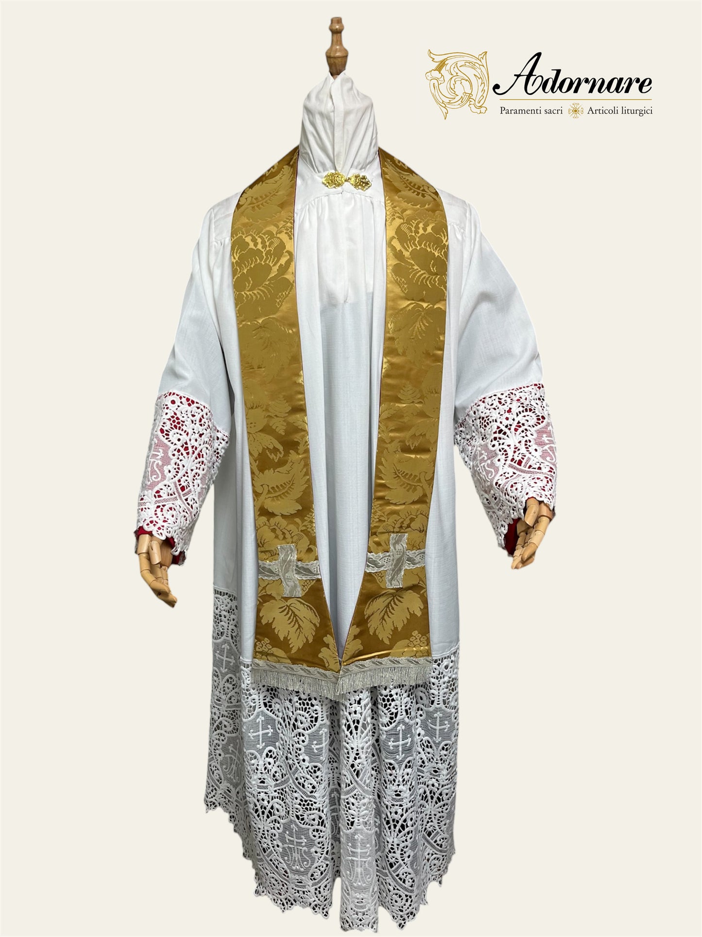 Exceptional Quality Italian Metallic Gold Silk Damask St Philip Neri Chasuble Low Mass Set / Pianeta San Filippo in Damasco Oro