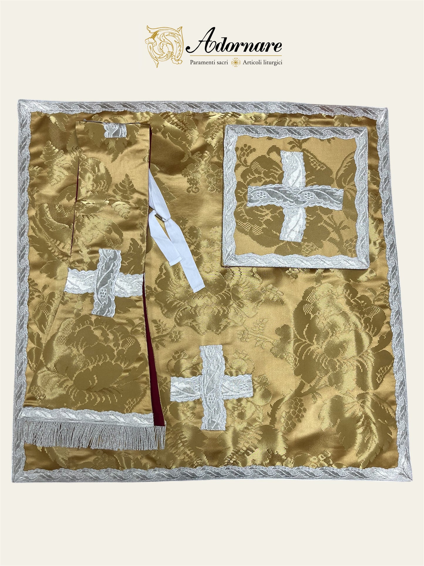 Exceptional Quality Italian Metallic Gold Silk Damask St Philip Neri Chasuble Low Mass Set / Pianeta San Filippo in Damasco Oro