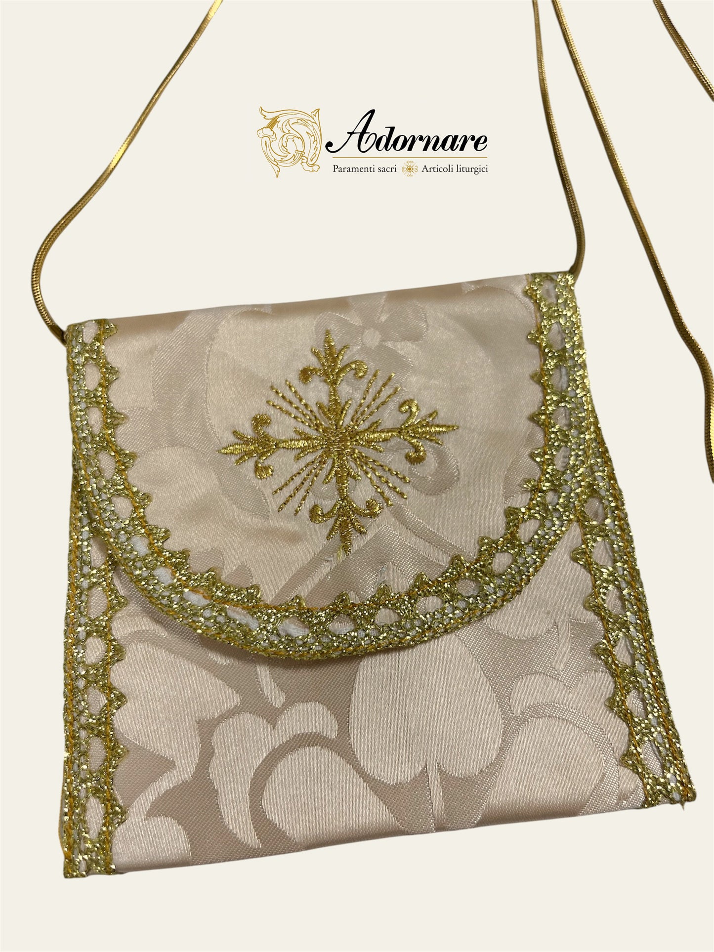 Burse for pyx, traditional model with embroidered ornate cross