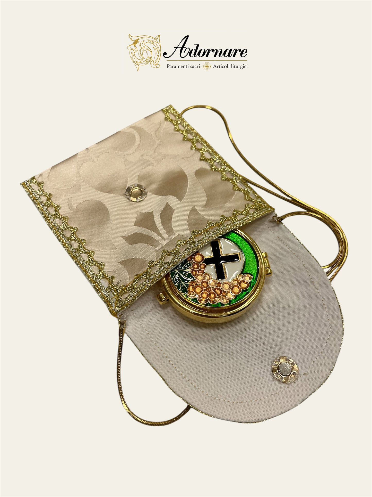 Burse for pyx, traditional model with embroidered ornate cross