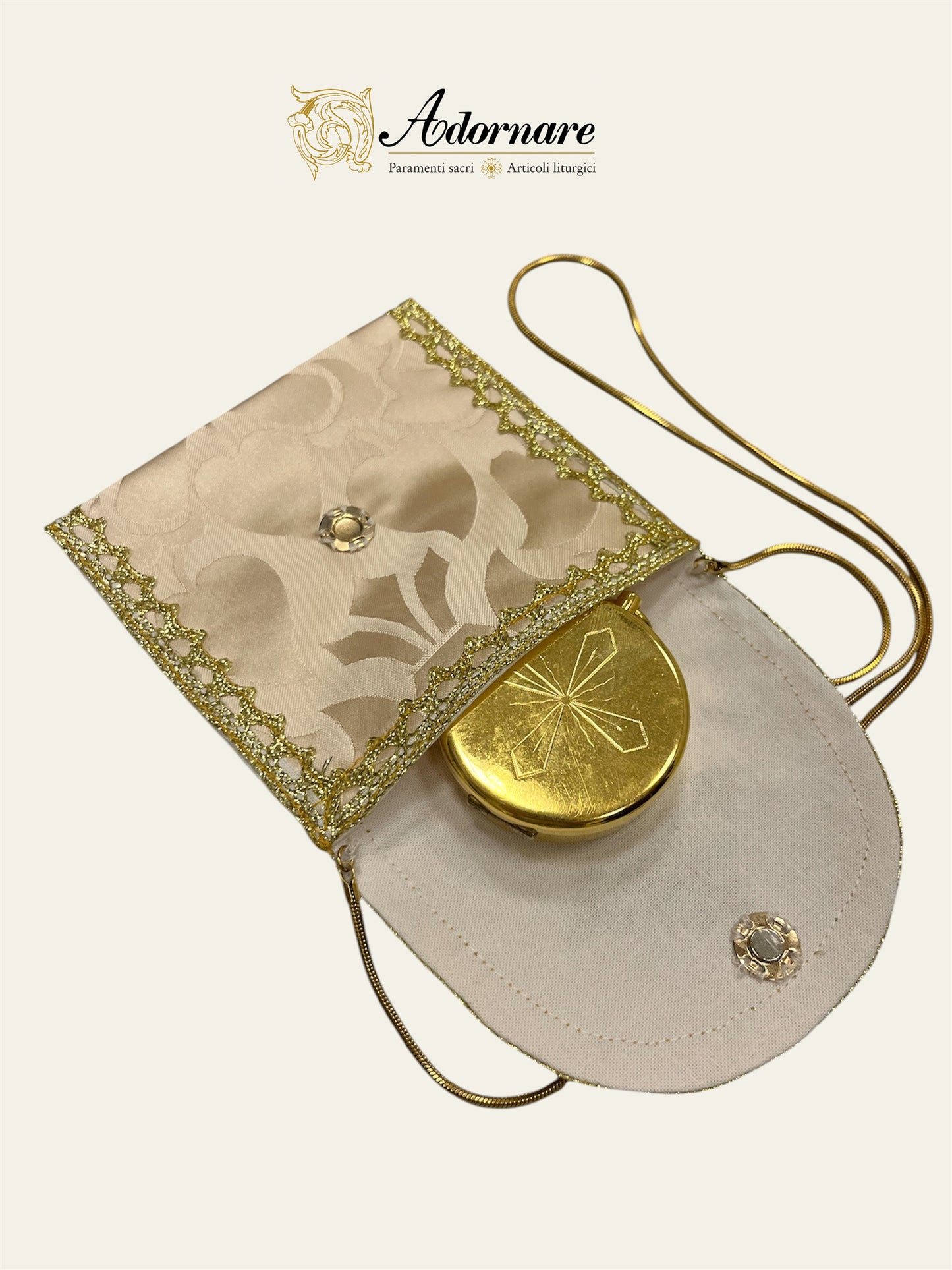 Burse for pyx, traditional model with embroidered ornate cross