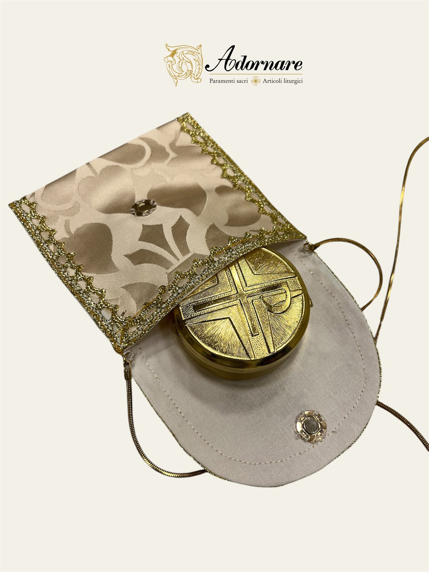 Burse for pyx, traditional model with embroidered ornate cross