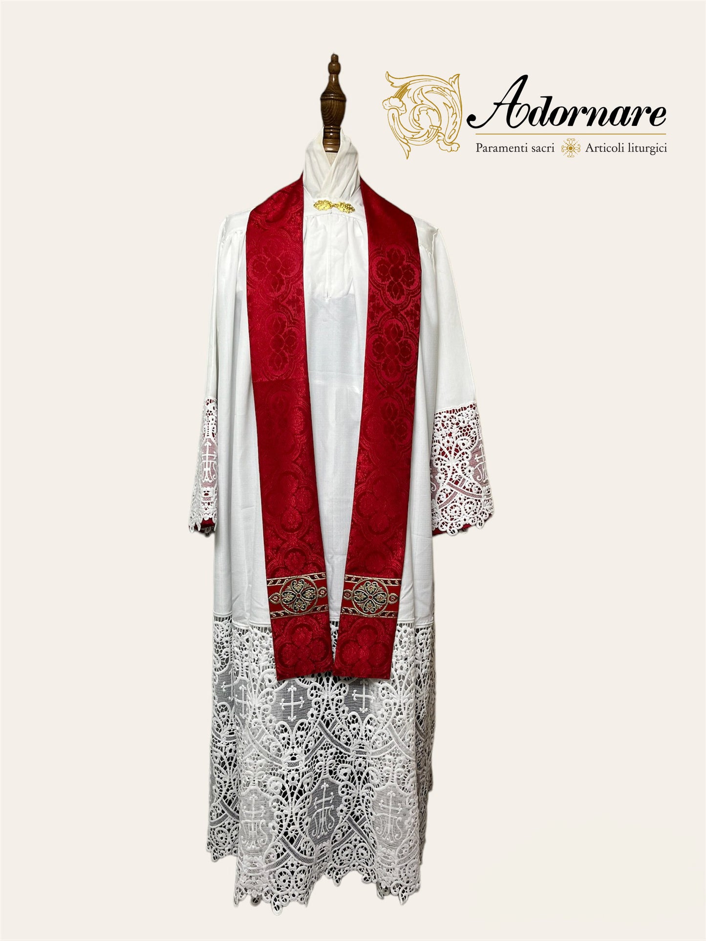 Semi-gothic chasuble economical with woven Y-orphrey and IHS appliqué / Casule semi-gotica economico